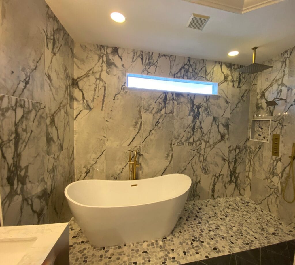 Freestanding Tub Marble Bathroom-3